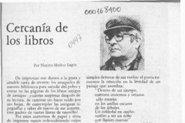 Cercanía de los libros  [artículo] Marino Muñoz Lagos.