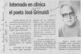Internado en clínica el poeta José Grimaldi