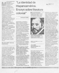 "La identidad de Hispanoamérica, ensayo sobre literatura colonial"  [artículo] Marcelo Coddou.