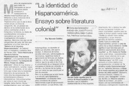 "La identidad de Hispanoamérica, ensayo sobre literatura colonial"  [artículo] Marcelo Coddou.