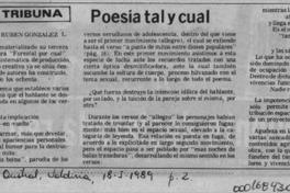 Poesía tal y cual  [artículo] Rubén González L.