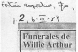 Funerales de Willie Arthur  [artículo].