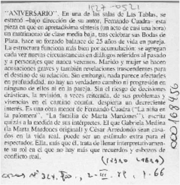 "Aniversario"  [artículo] Pedro Labra.