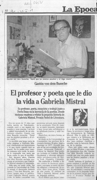El Profesor y poeta que le dio la vida a Gabriela Mistral  [artículo].