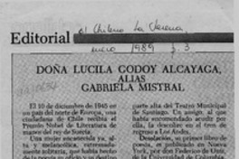 Doña Lucila Godoy Alcayaga, alias Gabriela Mistral