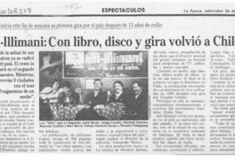 Inti-Illimani, con libro, disco y gira volvió a Chile  [artículo].