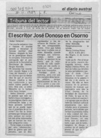 El escritor José Donoso en Osorno  [artículo] María Cristina Pérez.