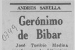 Gerónimo de Bibar  [artículo] Andrés Sabella.