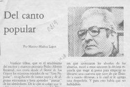 Del canto popular  [artículo] Marino Muñoz Lagos.