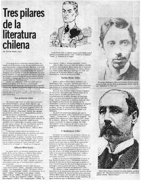 Tres pilares de la literatura chilena