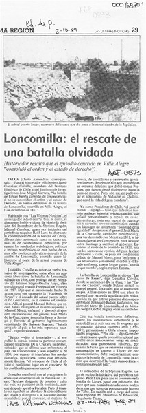 Loncomilla, el rescate de una batalla olvidada  [artículo] Darío Almendras.