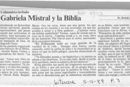 Gabriela Mistral y la Biblia  [artículo] Rodolfo Campos P.