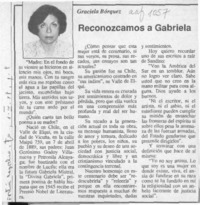 Reconozcamos a Gabriela  [artículo] Graciela Bórquez.