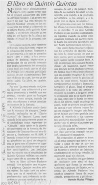 El libro de Quintín Quintas  [artículo] Hernán Muñoz Villlegas.