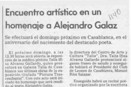Encuentro artístico en un homenaje a Alejandro Galaz  [artículo].
