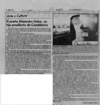 El poeta Alejandro Galaz, un hijo predilecto de Casablanca  [artículo] Alfonso Cangas Cangas.