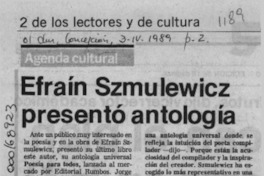 Efraín Szmulewicz presentó antología  [artículo].