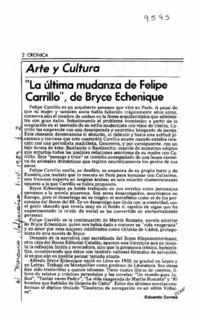 "La última mudanza de Felipe Carrillo", de Bryce Echenique  [artículo] Eduardo Correa.