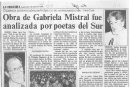Obra de Gabriela Mistral fue analizada por poetas del sur  [artículo] Juan Lara Cancino.