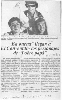 "En buena" llegan a El Conventillo los personajes de "Pobre papá"  [artículo].
