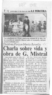 Charla sobre vida y obra de G. Mistral  [artículo].