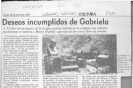 Deseos incumplidos de Gabriela  [artículo] Samuel Valenzuela Y.