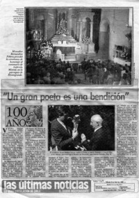 "Un gran poeta es una bendición"  [artículo] Samuel Valenzuela.