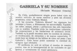 Gabriela y su nombre  [artículo] Rolando Manzano Concha.