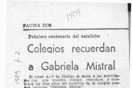 Colegios recuerdan a Gabriela Mistral  [artículo].