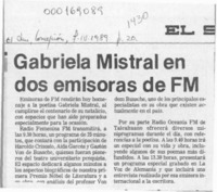 Gabriela Mistral en dos emisoras de FM  [artículo].