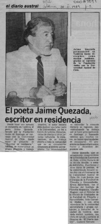 El Poeta Jaime Quezada, escritor en residencia  [artículo].