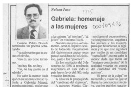 Gabriela, homenaje a las mujeres  [artículo] Nelson Pozo.