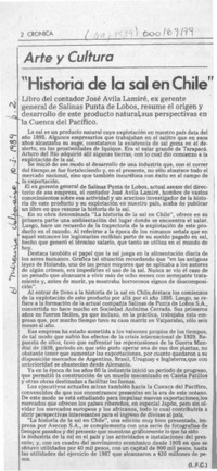 "Historia de la sal en Chile"  [artículo] L. F. C.