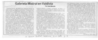 Gabriela Mistral en Valdivia  [artículo] Jaime Quezada.