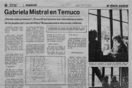 Gabriela Mistral en Temuco  [artículo] Antonio Quezada Monsálvez.
