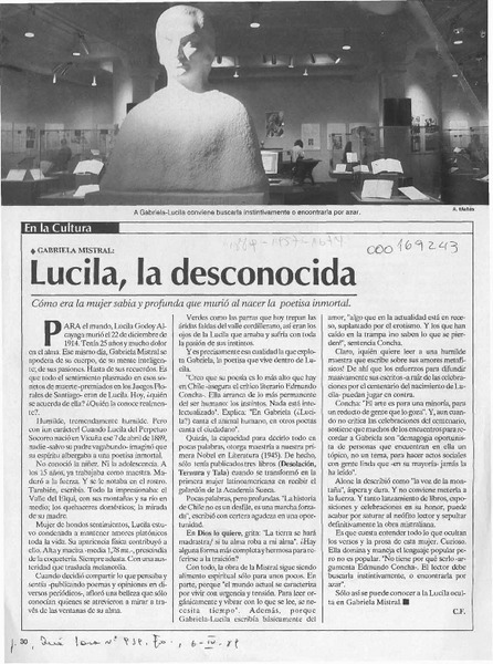 Lucila, la desconocida  [artículo] C. F.