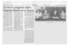 Se inicia congreso sobre Gabriela Mistral en La Serena  [artículo] Rolando Castillo.