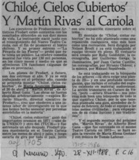 'Chiloé, cielos cubiertos' y 'Martín Rivas' al Cariola