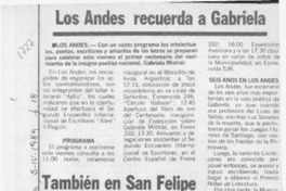 Los Andes recuerda a Gabriela  [artículo].