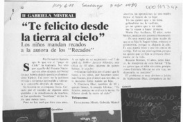 "Te felicito desde la tierra al cielo"  [artículo] Fernando Barraza.