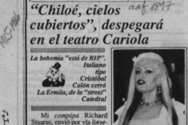 "Chiloé, cielos cubiertos", despegará en el teatro Cariola
