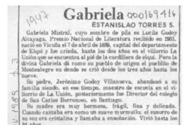 Gabriela  [artículo] Estanislao Torres S.