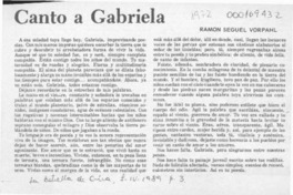 Canto a Gabriela  [artículo] Ramón Seguel Vorphal.
