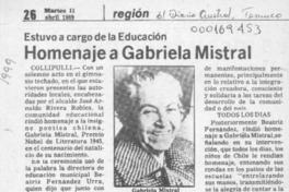 Homenaje a Gabriela Mistral  [artículo].