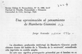 Una aproximación al pensamiento de Humberto Giannini  [artículo] Jorge Acevedo.