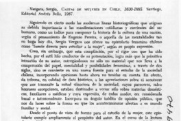 Cartas de mujeres en Chile, 1630-1885  [artículo] Regina Claro.