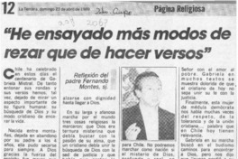 "He ensayado más modos de rezar que de hacer versos"  [artículo] Fernando Montes.