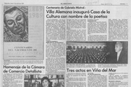 Villa Alemana inauguró Casa de la Cultura con nombre de la poetisa