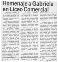 Homenaje a Gabriela en Liceo Comercial  [artículo].