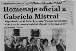 Homenaje oficial a Gabriela Mistral